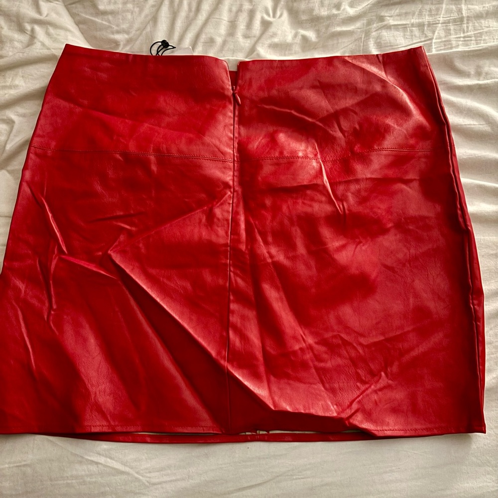 Red Faux Leather Skirt by Missguided size 12 new with tags
